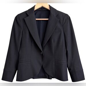 THEORY Wool Blend Preppy Formal Classic Career Black Blazer Sz 4 Office Workwear
